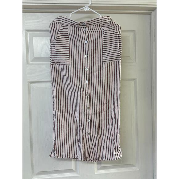 Artisan NY 100% Linen Skirt - Size M - Button
Front - Red & Cream Stripe - Picture 1 of 5